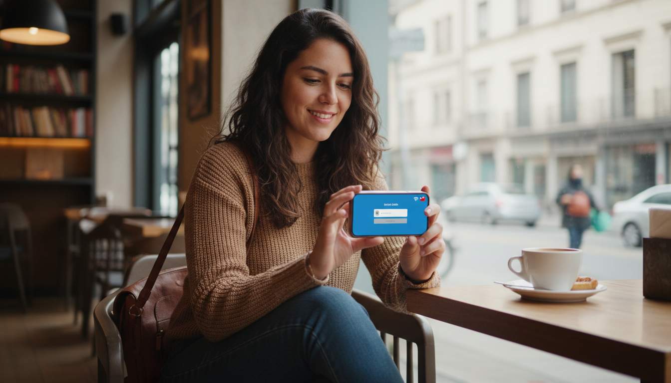 Mujer chilena iniciando sesión