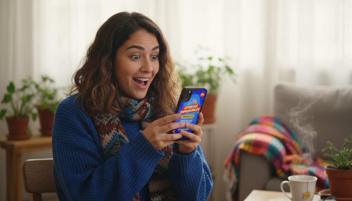Mujer chilena revisando promociones